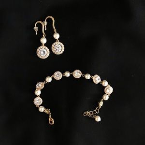 Matching Gold Earrings and Bracelet